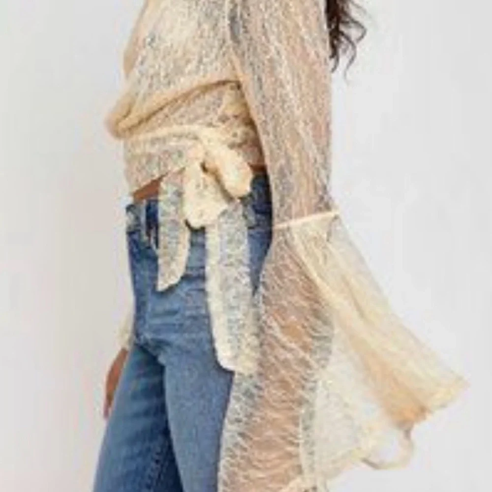 Small Free People Lace Bell Sleeve Blouse